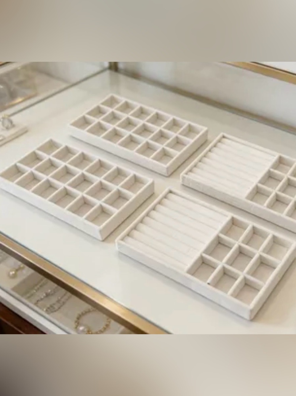 New Cream Color 12 piece Jewelry Organizer Tray Set